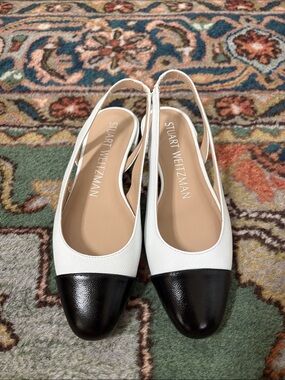 Stuart Weitzman sleek slingback cap toe flats 6.5
